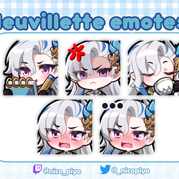 Genshin impact Neuvillette emotes for Twitch and Discord