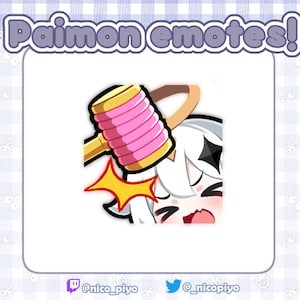 May include: A cartoon character with white hair and a pink and yellow mallet hitting their head. The character has a surprised expression with their mouth open and eyes wide. The background is white with a yellow starburst.