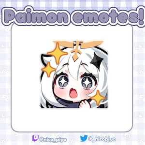 May include: A cartoon illustration of Paimon, a character from the video game Genshin Impact, with a surprised expression and sparkling eyes. The image is in a square format with a white background.