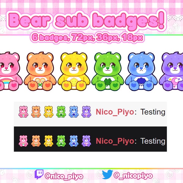 Care bear sub/bit badges for twitch, discord, youtube