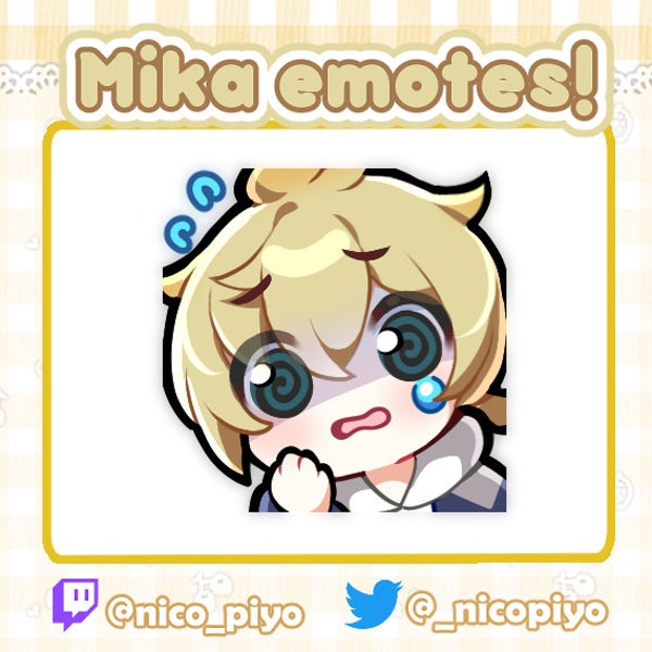 Genshin impact mika worry emote for twitch, discord and youtube