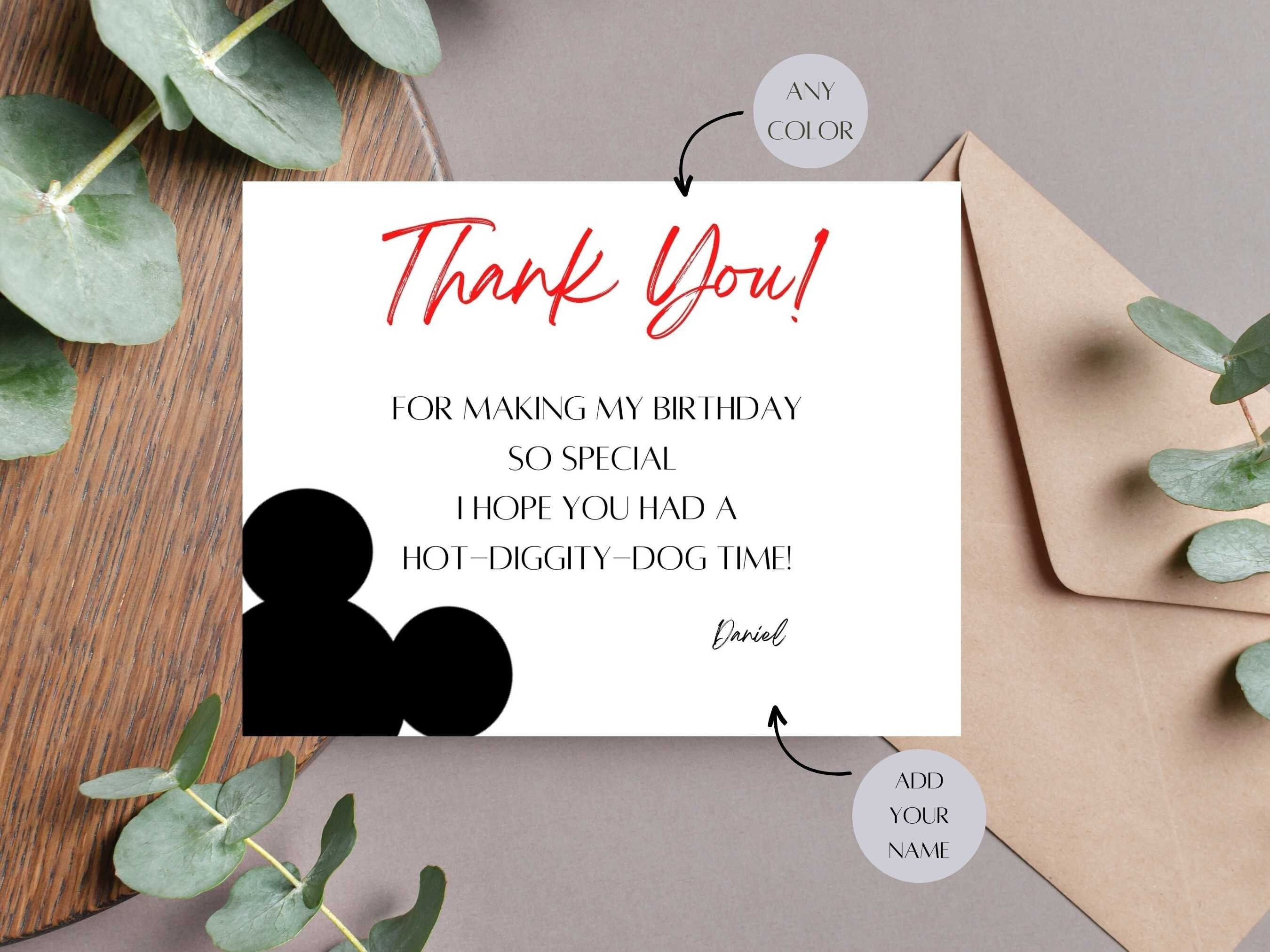 Mickey Mouse Thank You Card Mickey Mouse Mickey Mouse - Etsy