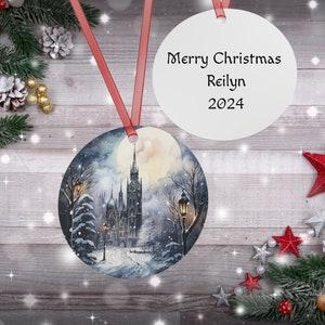 Personalized Gothic Metal Christmas Ornament, Unique Dark Academia Holiday decor, Alternative Christmas Ornament Exchange, Somber Yuletide