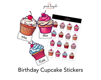 Birthday Cupcake Planner journal Calendar Stickers
