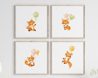 Fox Nursery Watercolor Prints: Woodland Animal Art (Digital Download)
