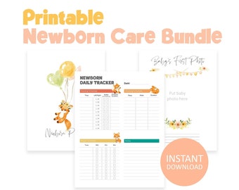 Fox Newborn Care Tracker Bundle: Feeding, Sleep, Diapers (Digital Download)