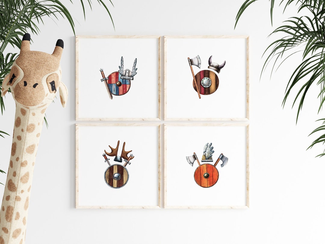 VIKING NURSERY DECOR, Printable Set of 4, Baby Nursery, Toddler Room