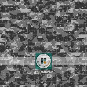 Grey Camo Seamless Pattern: Texture Mosaic-Tiles Effect Design, Commercial Use Digital Paper (JPEG & PNG Files)