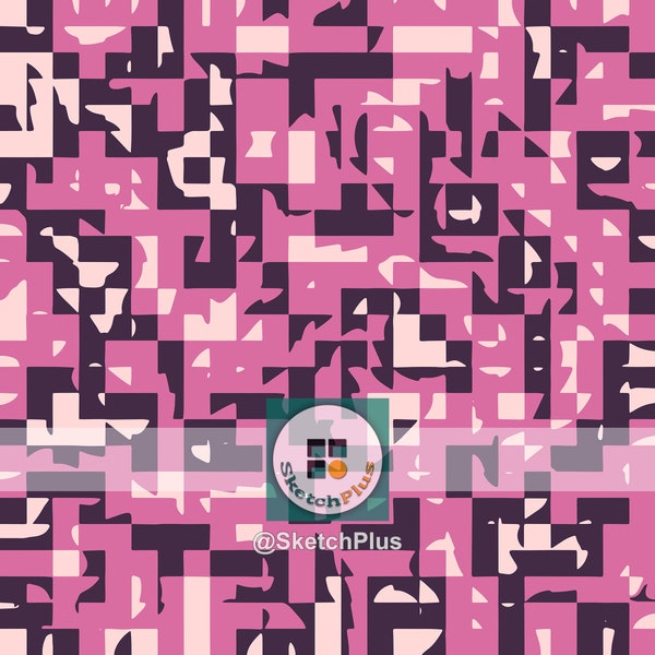 Patrones de camuflaje rosa Mosaico pixelado Papeles de álbum de recortes Diseño sin costuras Descarga digital Archivos JPG y PNG Uso comercial Camo Print Fabric
