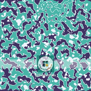 Mint Green Camouflage Texture Pattern: Seamless Palette-Knife Colored-Pencil Camo (Digital Download, JPEG & PNG Files)
