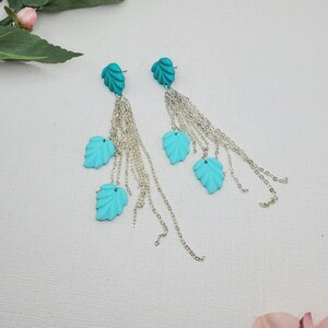 Leaf shaped chandelier earring set