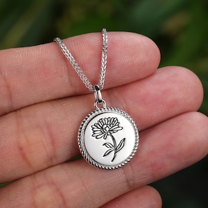 Chrysanthemum Necklace/November Birth Flower/Birth Flower Necklace/Sterling Silver/Personalized Gifts for Women/Minimalist/Gift of November