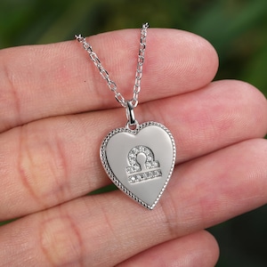 Libra Necklace/Libra Gifts/Zodiac Sign Necklace/925 Sterling Silver Necklace/Astrology Pendant/Star Sign/Embedded Zircon/Birthday Gift
