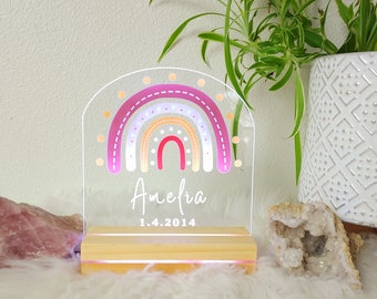 Personalized Night Light Boho Rainbow Gift for Baby Nursery Decor- Gift for Newborn, Baby Shower, Gift for Niece, Nephew