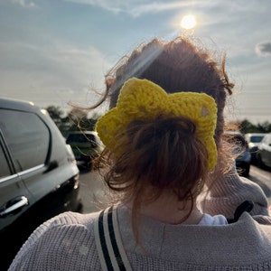 Handmade Crochet Star Scrunchie | Yellow Star Hair Tie | Whimsical Crochet Hair Accessory | Cute Cottagecore Gift