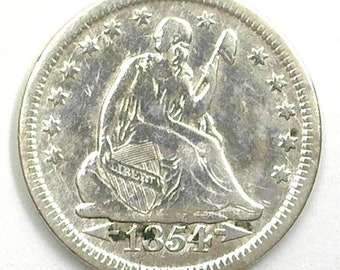 Limited Time Offer 1854 Seated Liberty Quarter with Arrows XF-AU