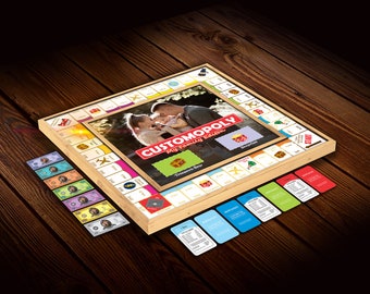 Custom Wooden Opoly Game | Personalized Family Board Game, Anniversary Gift