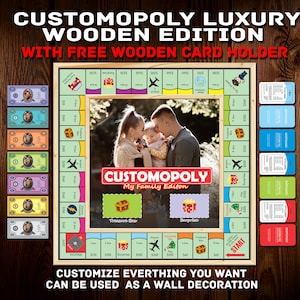 Fully Customized Rustic Luxury Wooden Your Opoly Game Anniversary gift | birthday gift | customized gift | personalized gift