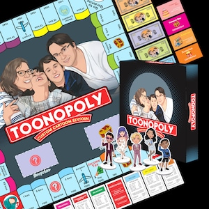 Custom Toonopopoly Board Game-Complete Game: Anniversary gift | birthday gift | customized gift | personalized gift | corporate gift