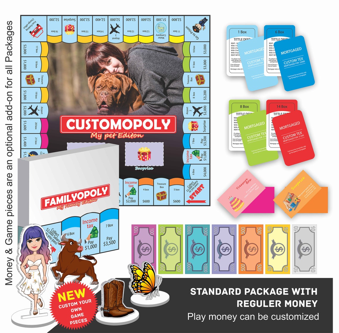 Custompoly Game Board, Custom Game Board, Game Board, Personalized