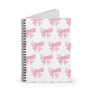 Coquette Pink Bow Journal, Beautiful Pink Coquette Design Journal, Trendy Bow Art School Supplies Journal Spiral Notebook - Ruled Line