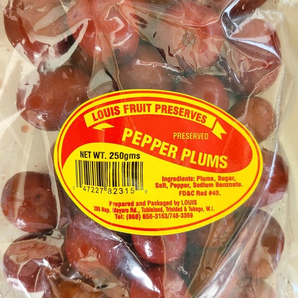 Red Pepper Plums 250g / Trini Snack / Plums / Preserve