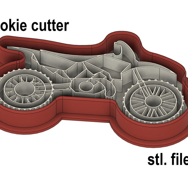 Motocykl Crossowy Foremka do Ciastek plik STL. dla drukarki 3d, dla piekarza, foremka do ciastka na prezent