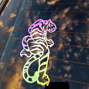 Holographic Tiger Sticker / Tiger Tattoo Stickers / Traditional Tattoo Sticker / Y2K / Tiger Car Decal / Traditional Tattoo Car Sticker