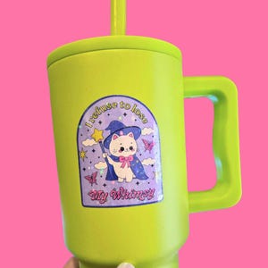 Refuse to Lose My Whimsy Holographic Cat Sticker / Waterproof Cup Decal image 2