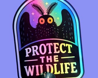 Mothman Protect the Wildlife Sticker / Holographic Waterproof Cup Decal