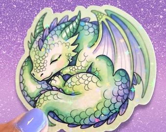Holographic Fantasy Sleeping Dragon / Waterproof Sticker