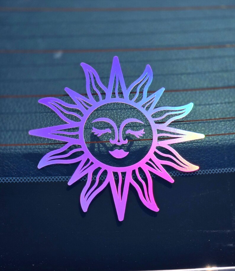 Celestial Sun Holographic Car Sticker / 90s Sun Moon and Stars ...