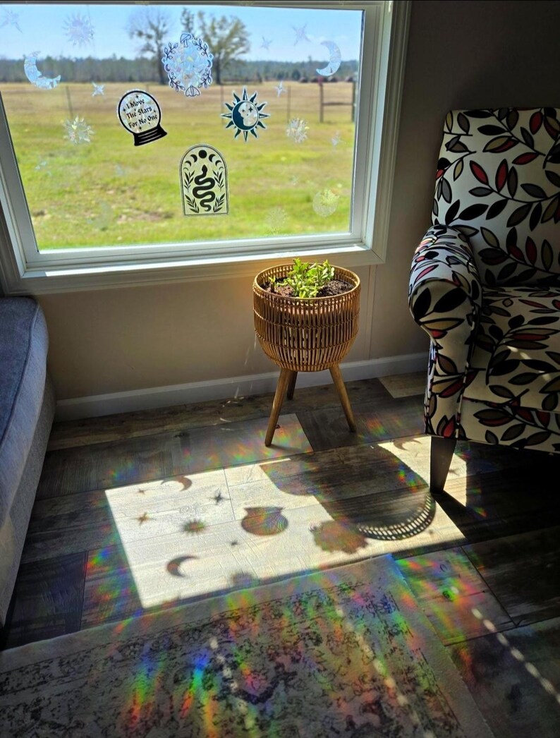 Tarot Card Suncatcher Window Cling (Set of 4) / Witchy Room Decor imagem 2