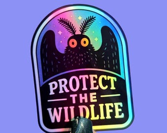 Mothman Protect the Wildlife Sticker / Holographic Waterproof Cup Decal