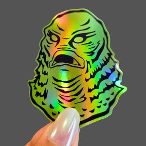 Creature From the Black Lagoon Holographic Sticker / Waterproof Tumbler Cup Decal / Vintage Classic Horror