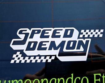 Speed Demon Racing Sticker / Alt Car Sticker / Emo Car Sticker / Speed Racing Sticker / I Wanna Go Fast Sticker / Racing Car Sticker