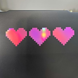 Cute Pixel Heart Stickers (Row of 3) / Pixel Heart Car Stickers / Girlie Pop Sticker / Heart Game Console Sticker / Pixel Heart Cup Stickers