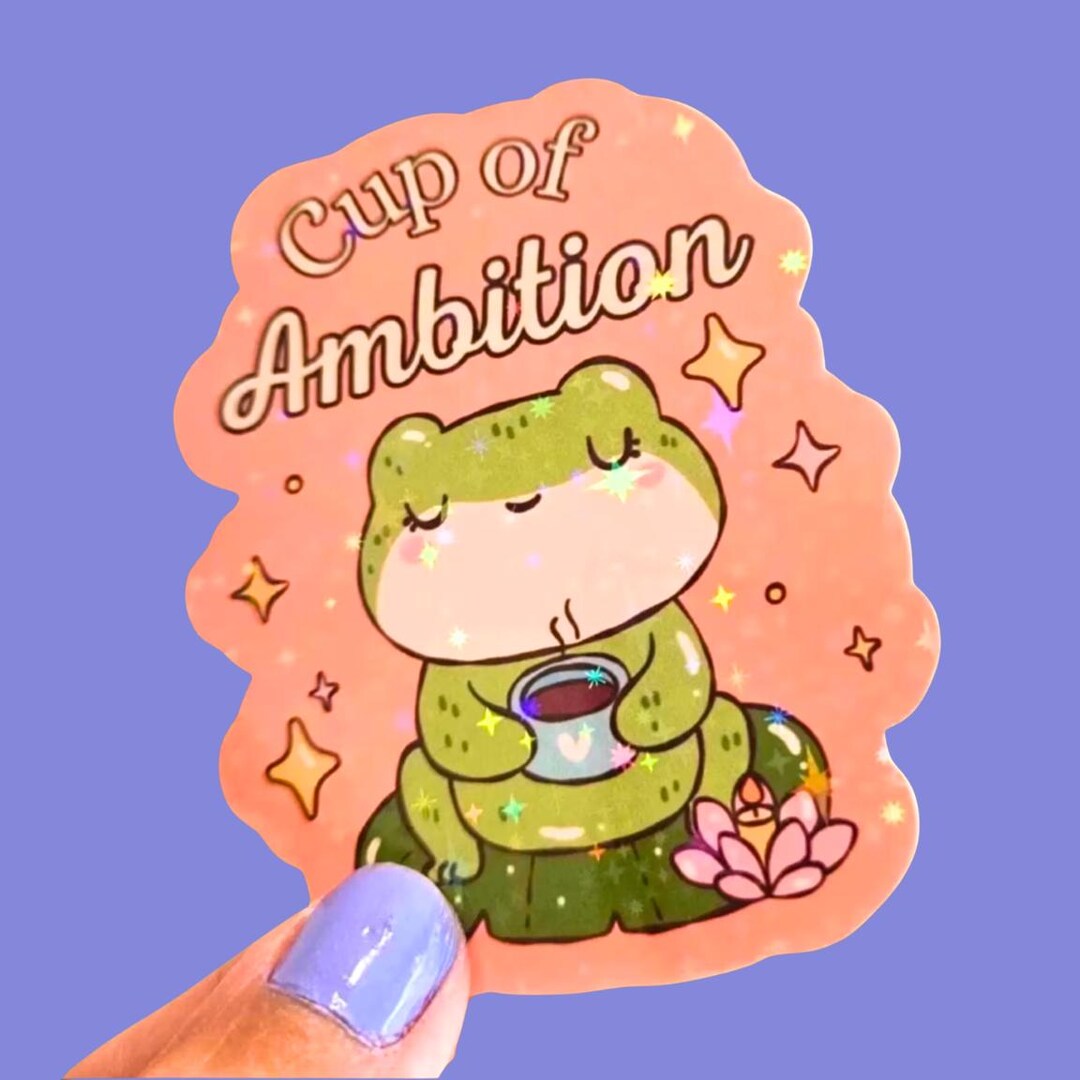 Ambition Sticker Holographic Cup of Ambition Coffee Sticker - Waterproof Cup Decal - Etsy