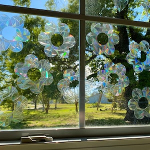 Cottagecore Suncatcher Frühlingsblumen Sticker (12er Set) / Cottagecore Feenzimmer Deko / Cottagecore Fensteraufkleber