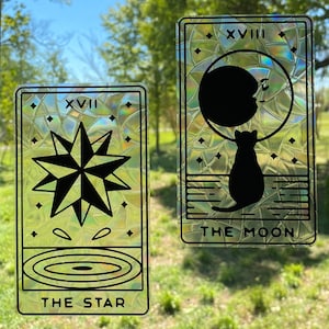 Adesivos de cartas de tarô Suncatcher / Apanhador de sol Whimsigoth / Decoração de quarto de bruxa / Decoração Whimsigoth / Presentes de bruxa / Adesivos de cartas de tarô