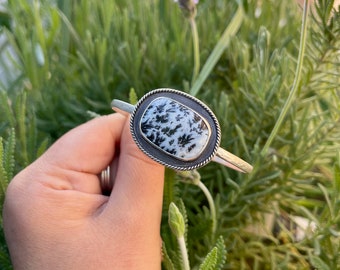 Dendritic Agate Sterling Silver Cuff Bracelet