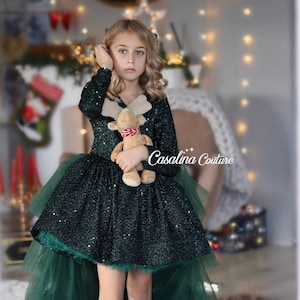 Regina dress emerald, Emerald Dress, emerald baby dress, princess bow dress, emerald baby birthday dress, emerald princess dress