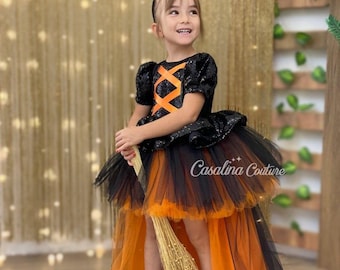 Halloween Dress. Halloween baby girl dress, Puffy knee-length tail birthday dress, Halloween party dress