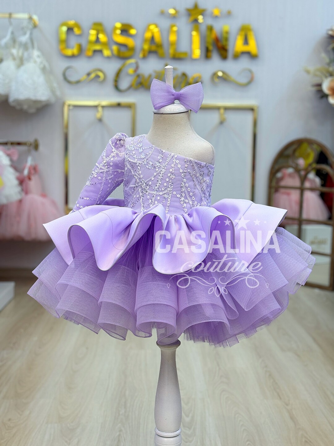 Enchanting Lilac Dream - Fluffy Baby Girl Gown