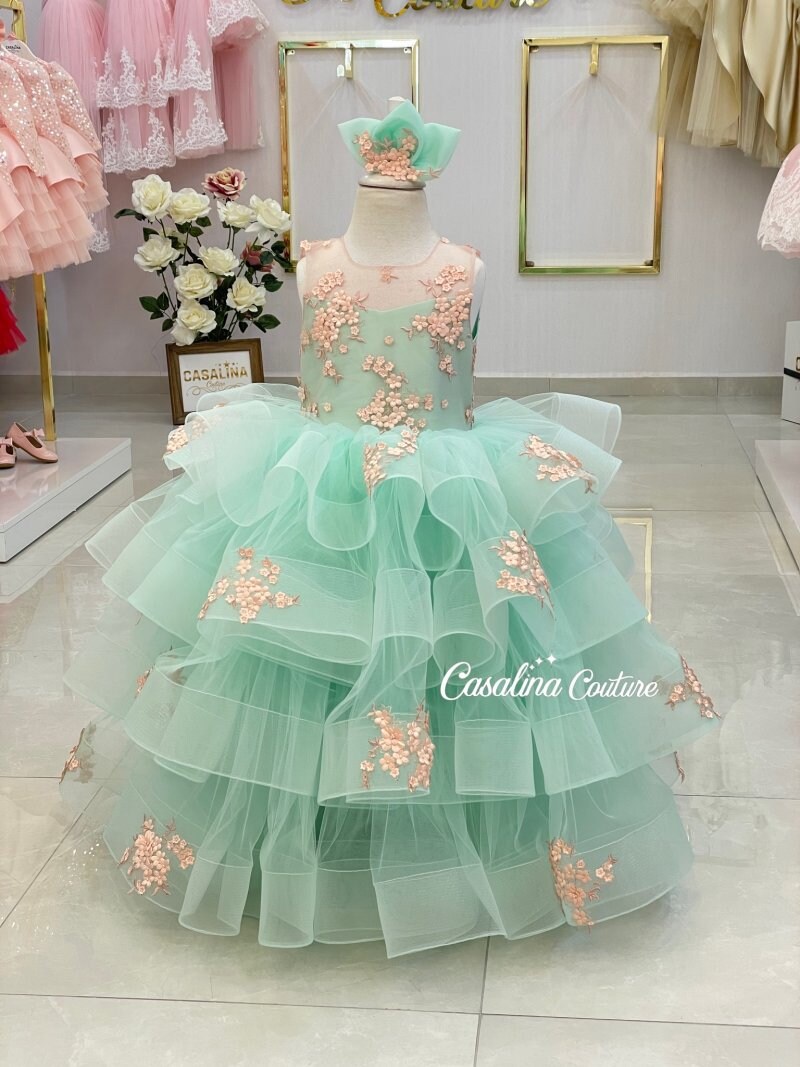 VeraQueen Girls Off Shoulder Pageant Dress - Tulle Princess Birthday Party Dress With Beaded Straps