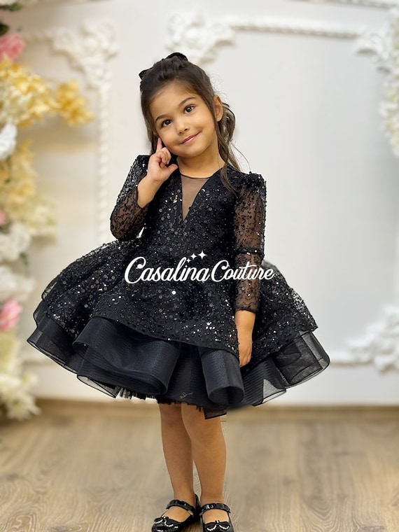 Little girl black sequin dress hotsell