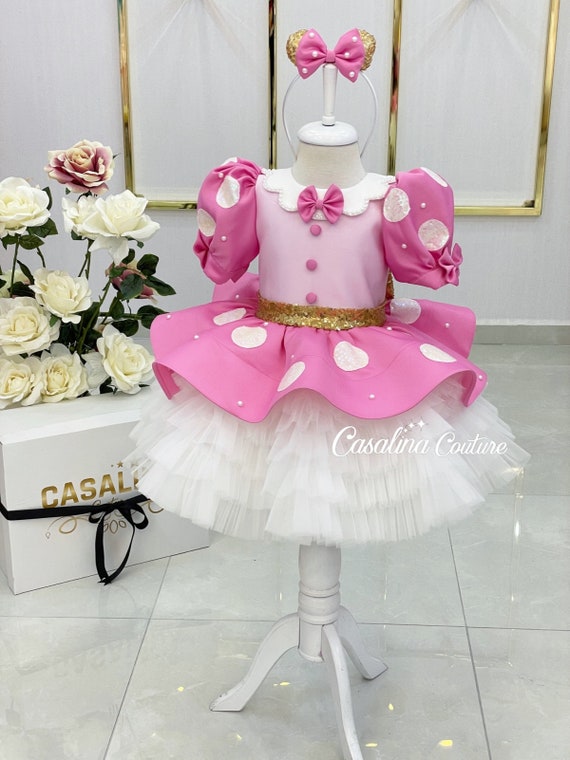 Disfraz de Minnie Mouse vs2. Conjunto de minnie mouse para niña. Disfraz de  minnie para cumpleaños. Traje de Minnie mouse brillante y perlado. -   México