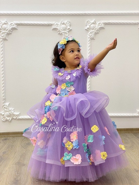 Abito Isabella, Encanto baby girl dress costume, Toddler girl dress, 3D  Floral Puffy Full Length Isabella Dress, Madrigal birthday party -   Italia