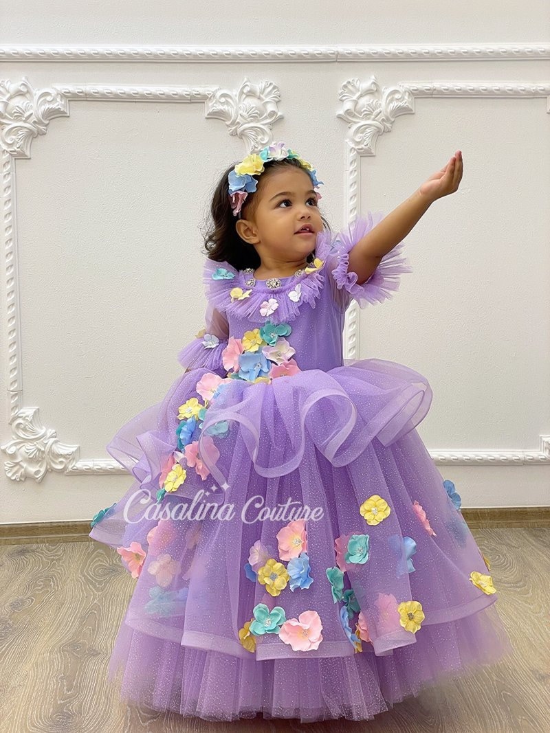 Isabella Dress Encanto Baby Girl Dress Costume Toddler Girl Dress 3D Floral Puffy Full Length Isabella Dress Madrigal Birthday Party Etsy Canada