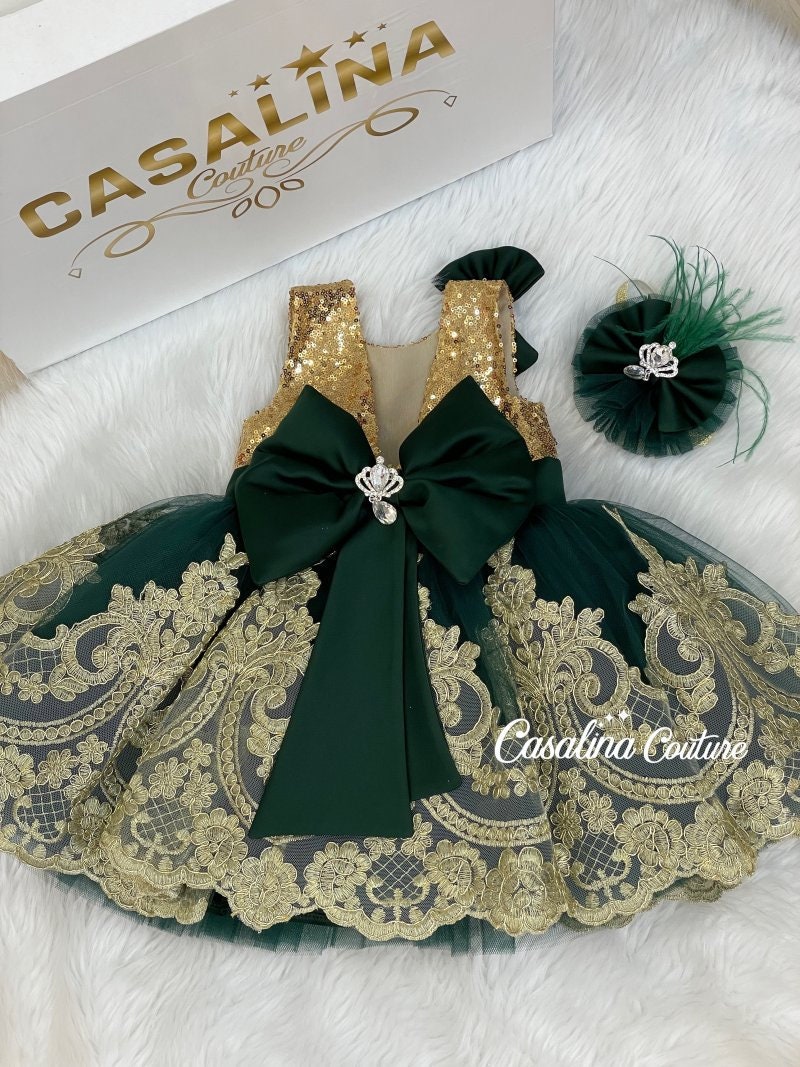 Black green and gold dress 2025